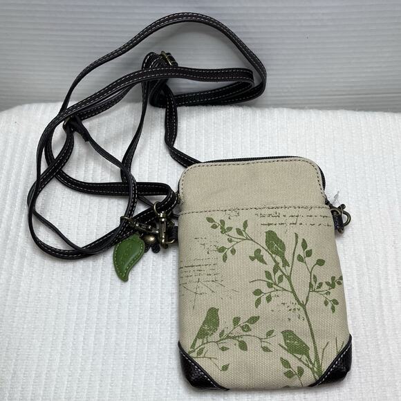 CHALA Bird Safari Canvas Crossbody Cell Phone Purse Adjustable Strap Sand - Picture 2 of 6
